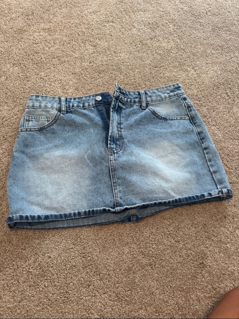 SHEIN Faded Light Blue Denim Mini Skirt